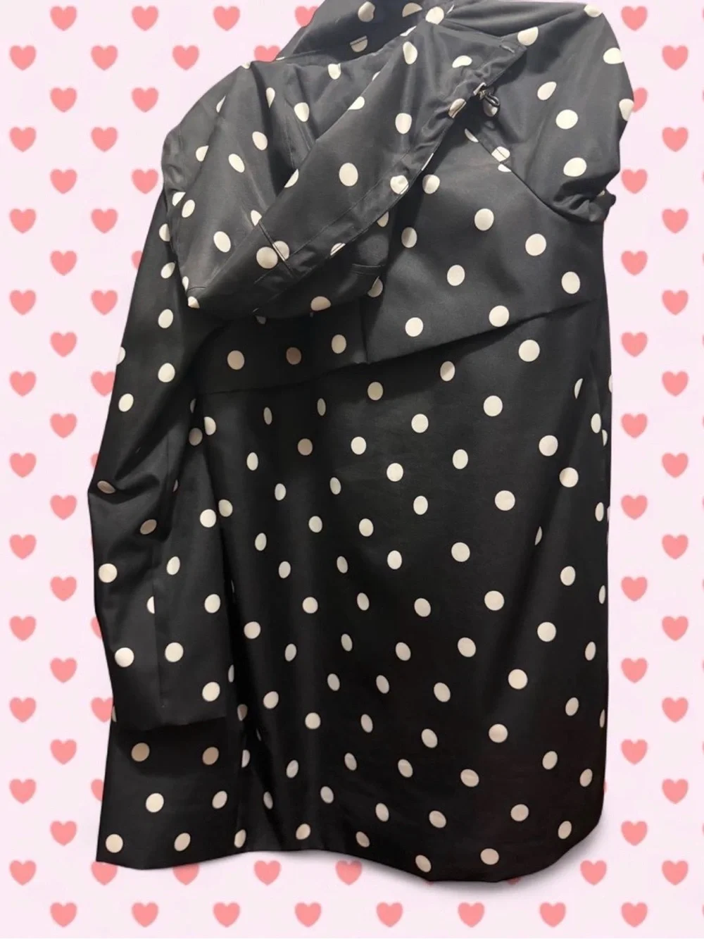 kate spade Black Trench Coat with Cream Polka Dots